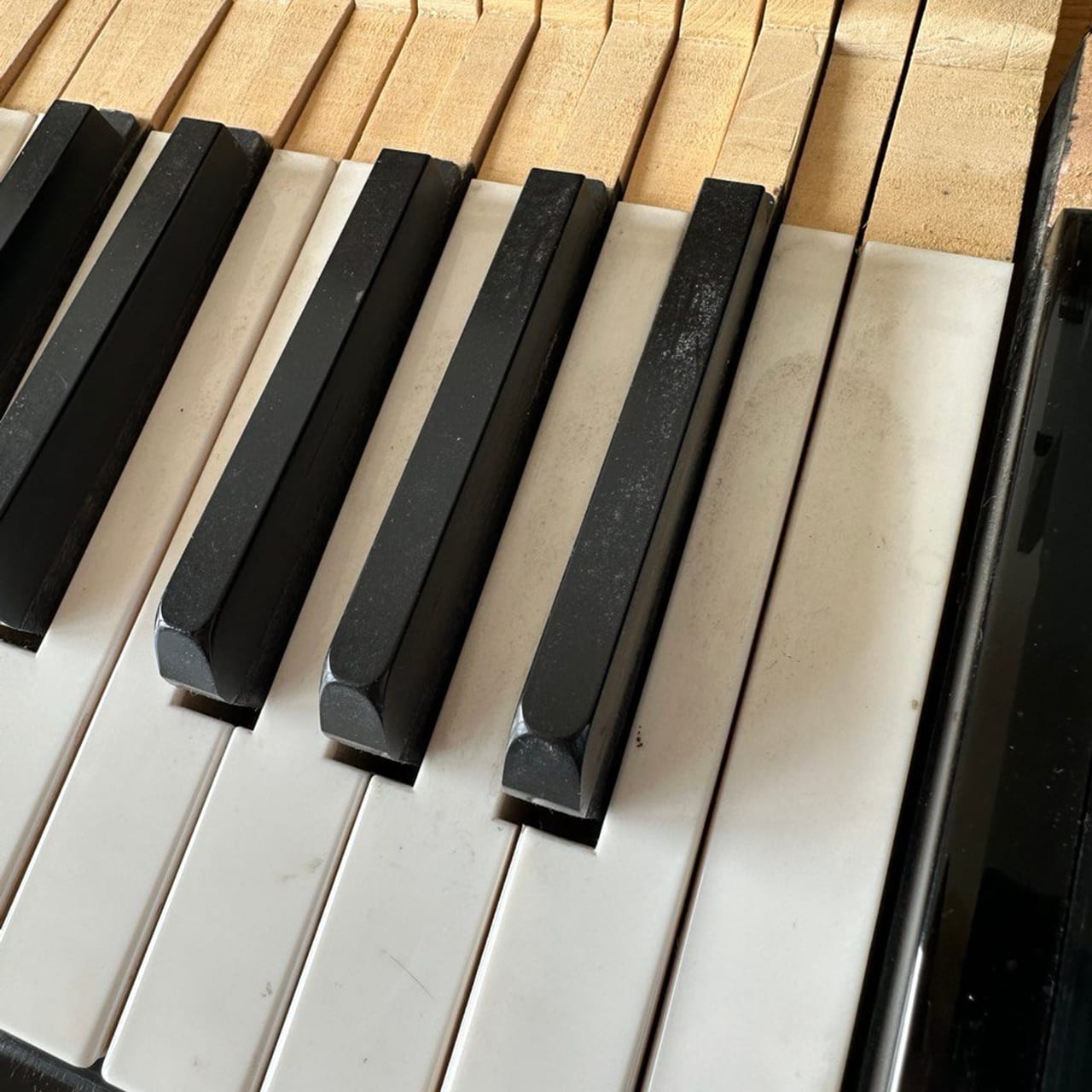 Marteaux et clavier avant entretien lors de l'accordage
